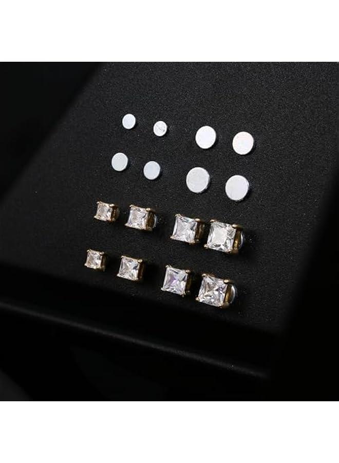 4-7MM Magnetic Earrings for Men Women Shiny Round Cubic Zirconia Stud Earrings for Non-Pierced Ears Hypoallergenic Stainless Steel Fake Earrings Not Easy to Fall off - Image 4
